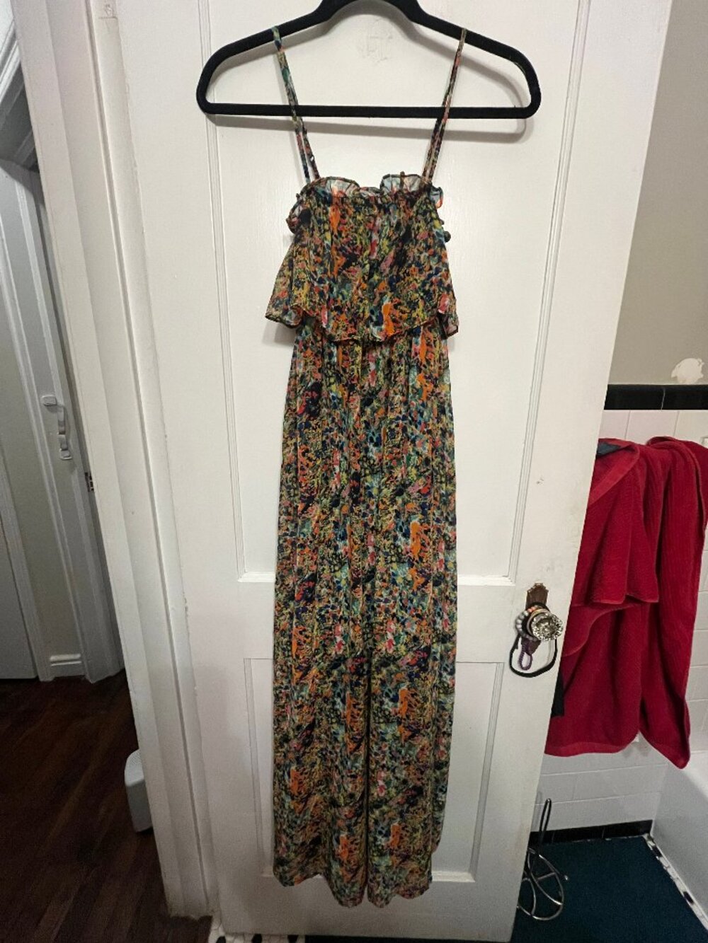 Pins & Needles Abstract Multi-Color Floral Ruffle Maxi Dress - Women's XS